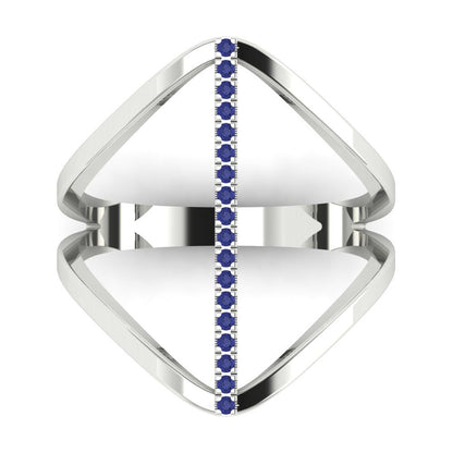 0.09 cttw Simulated Tanzanite Statement Engagement Ring - Solid Gold (Round Cut,1.0mm)