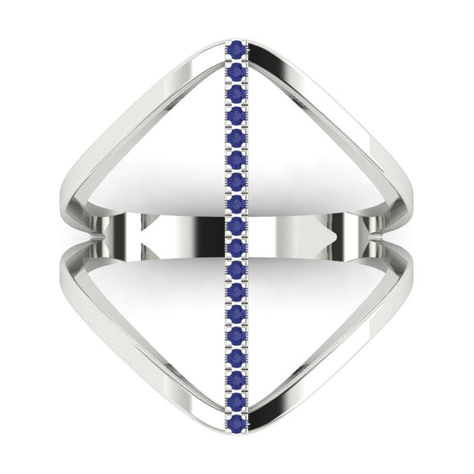 0.09 cttw Simulated Tanzanite Statement Engagement Ring - Solid White Gold (VVS1, Round Cut,1.0mm)