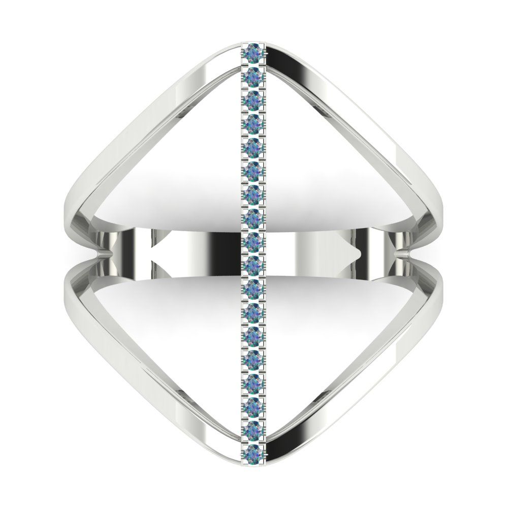 0.09 cttw Blue Moissanite Statement Engagement Ring - Solid Gold (Round Cut,1.0mm)