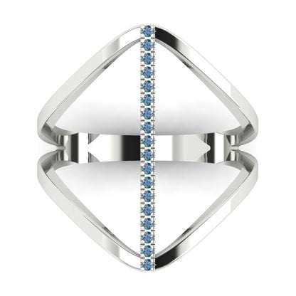 0.09 cttw Blue Moissanite Statement Engagement Ring - Solid Gold (Round Cut,1.0mm)