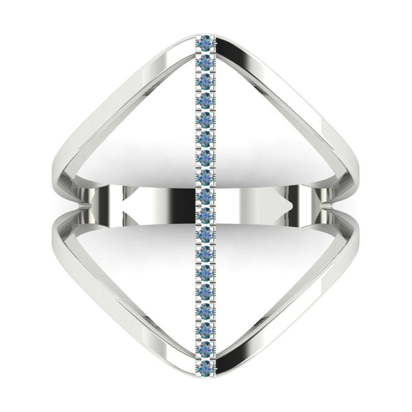 0.09 cttw Blue Moissanite Statement Engagement Ring - Solid Gold (Round Cut,1.0mm)