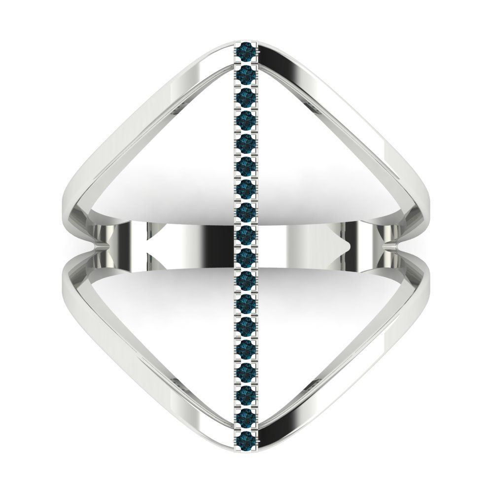 0.09 cttw Natural London Blue Topaz Statement Engagement Ring - Solid Gold (Round Cut,1.0mm)