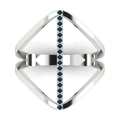 0.09 cttw Natural London Blue Topaz Statement Engagement Ring - Solid Gold (Round Cut,1.0mm)