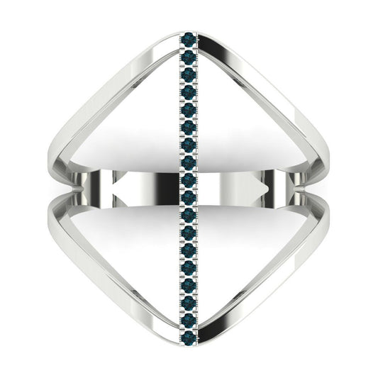 0.09 cttw Natural London Blue Topaz Statement Engagement Ring - Solid White Gold (VVS1, Round Cut,1.0mm)
