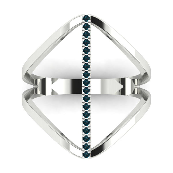 0.09 cttw Natural London Blue Topaz Statement Engagement Ring - Solid White Gold (VVS1, Round Cut,1.0mm)