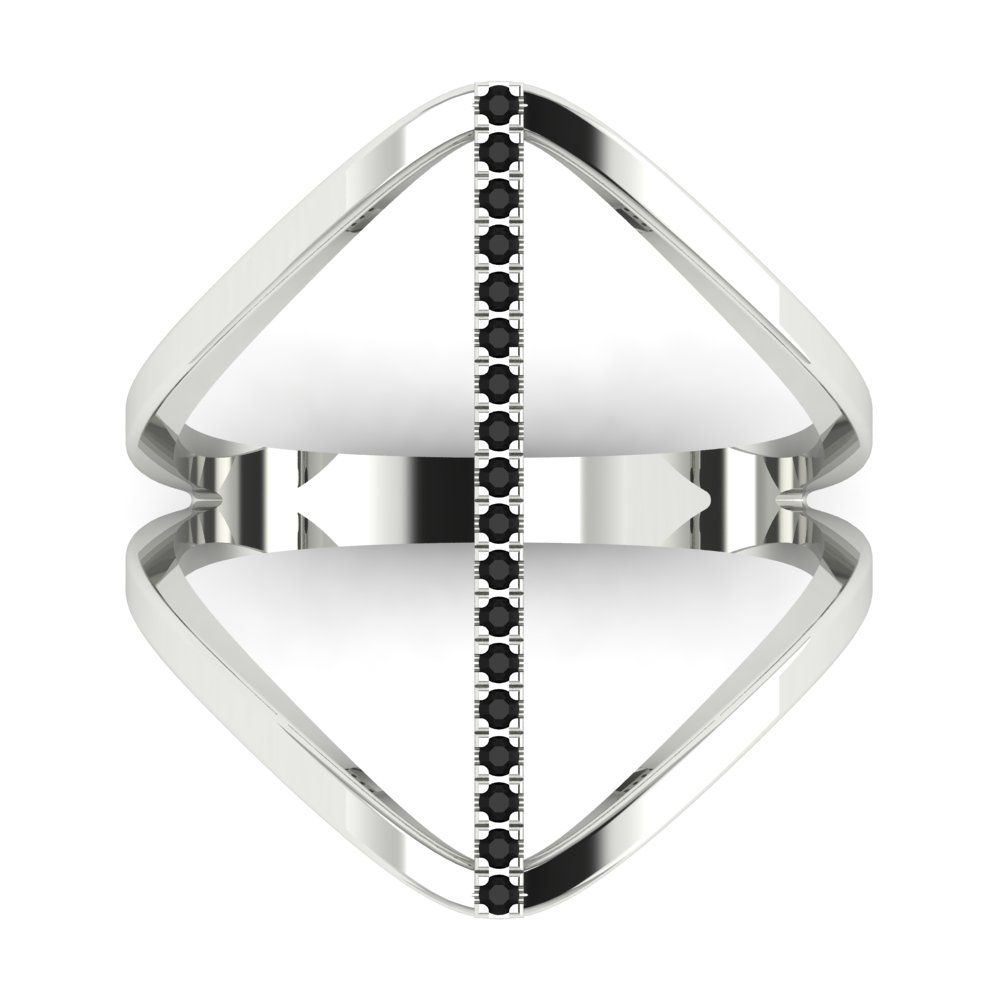 0.09 cttw Natural Onyx Statement Engagement Ring - Solid Gold (Round Cut,1.0mm)