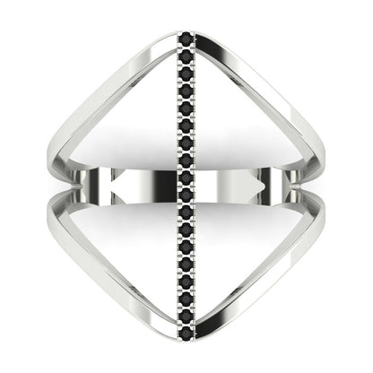 0.09 cttw Natural Onyx Statement Engagement Ring - Solid Gold (Round Cut,1.0mm)