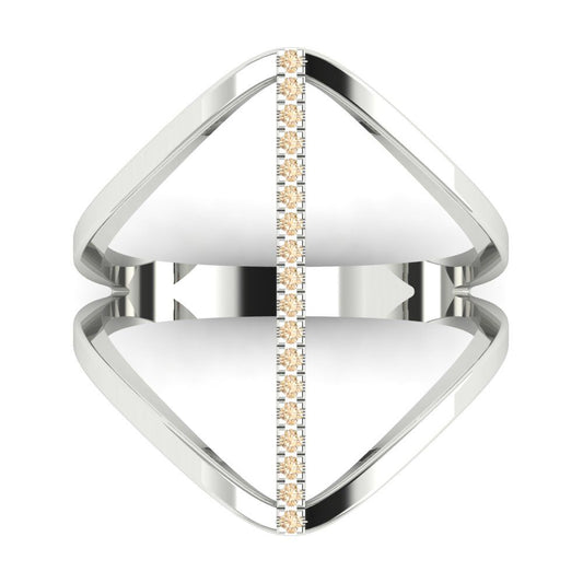 0.09 cttw Natural Morganite Statement Engagement Ring - Solid White Gold (VVS1, Round Cut,1.0mm)