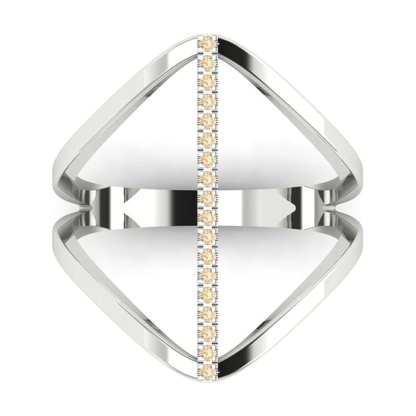 0.09 cttw Natural Morganite Statement Engagement Ring - Solid White Gold (VVS1, Round Cut,1.0mm)