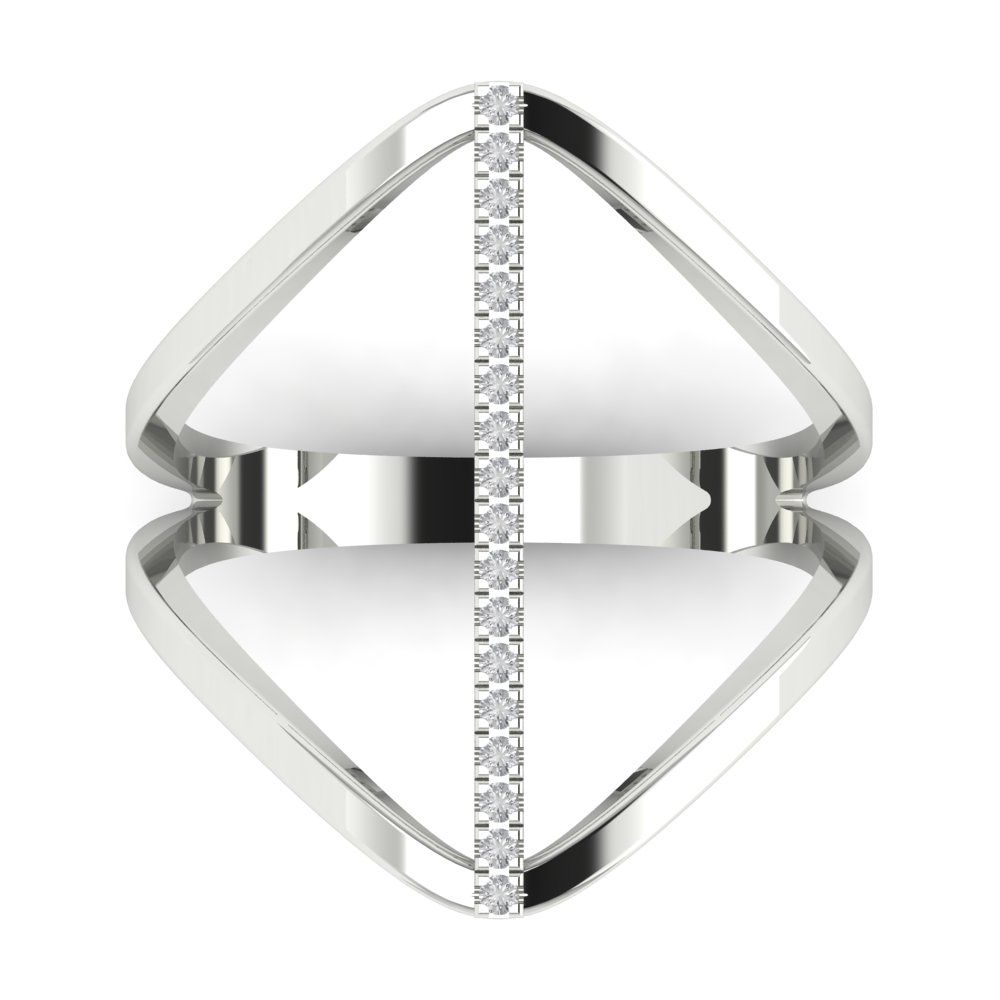 0.09 cttw White Sapphire Statement Engagement Ring - Solid White Gold (VVS1, Round Cut,1.0mm)