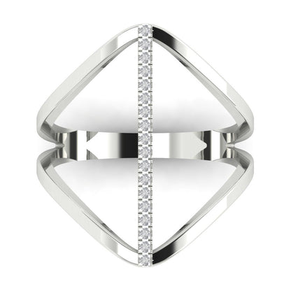 0.09 cttw White Sapphire Statement Engagement Ring - Solid White Gold (VVS1, Round Cut,1.0mm)