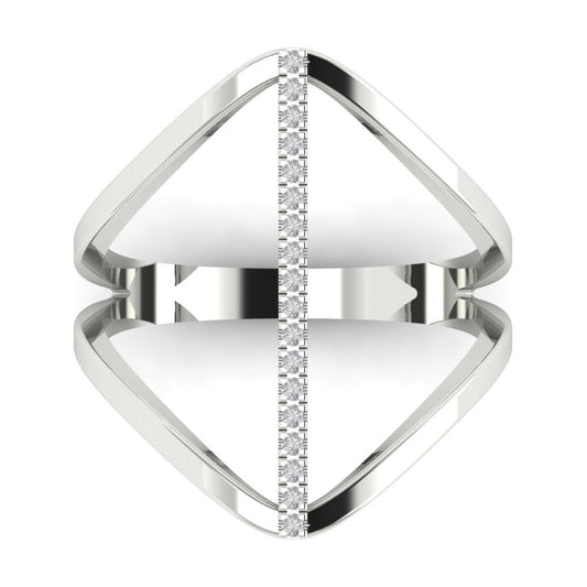 0.09 cttw Moissanite Statement Engagement Ring - Solid White Gold (VVS1, Round Cut,1.0mm)
