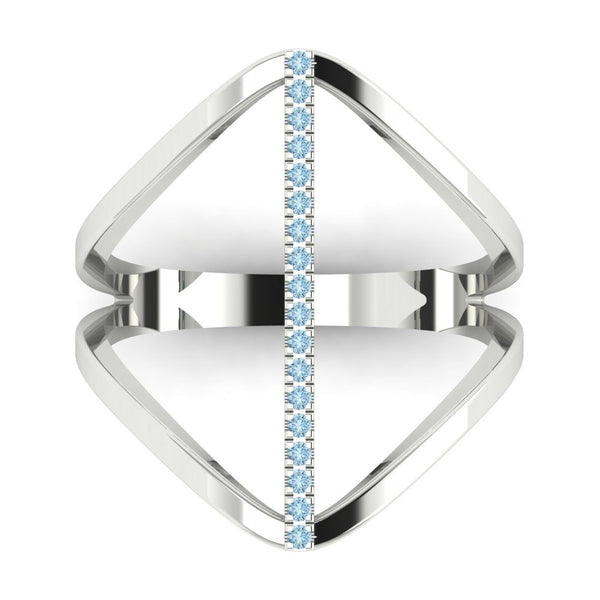 0.09 cttw Natural Aquamarine Statement Engagement Ring - Solid Gold (Round Cut,1.0mm)