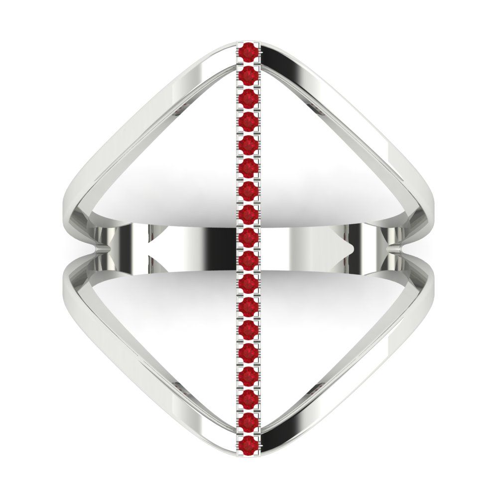 0.09 cttw Simulated Pink Tourmaline Statement Engagement Ring - Solid White Gold (VVS1, Round Cut,1.0mm)