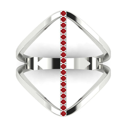 0.09 cttw Simulated Pink Tourmaline Statement Engagement Ring - Solid White Gold (VVS1, Round Cut,1.0mm)
