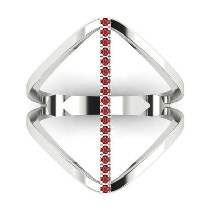 0.09 cttw Natural Garnet Statement Engagement Ring - Solid Gold (Round Cut,1.0mm)