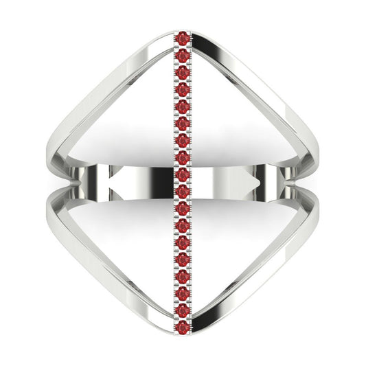 0.09 cttw Natural Garnet Statement Engagement Ring - Solid White Gold (VVS1, Round Cut,1.0mm)