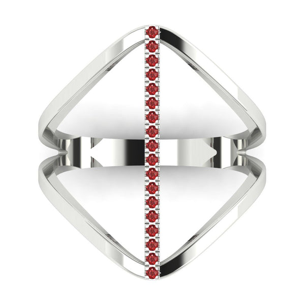 0.09 cttw Natural Garnet Statement Engagement Ring - Solid Gold (Round Cut,1.0mm)