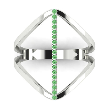0.09 cttw Zirconia Simulated Green Diamond Statement Engagement Ring - Solid White Gold (VVS1, Round Cut,1.0mm)