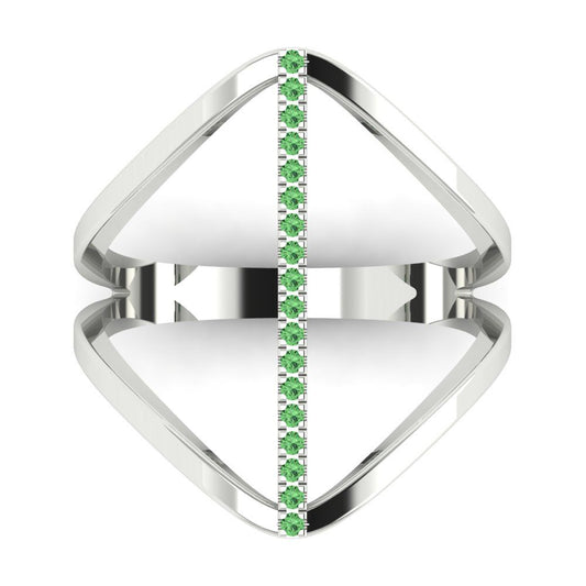 0.09 cttw Zirconia Simulated Green Diamond Statement Engagement Ring - Solid White Gold (VVS1, Round Cut,1.0mm)