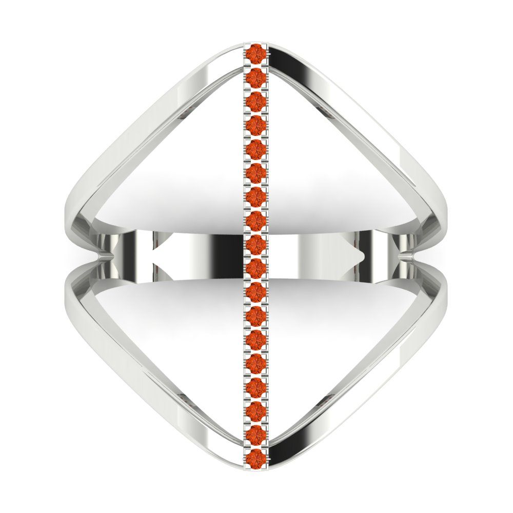 0.09 cttw Zirconia Simulated Red Diamond Statement Engagement Ring - Solid White Gold (VVS1, Round Cut,1.0mm)