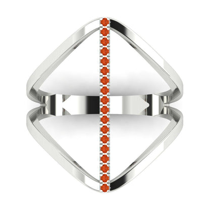 0.09 cttw Zirconia Simulated Red Diamond Statement Engagement Ring - Solid White Gold (VVS1, Round Cut,1.0mm)