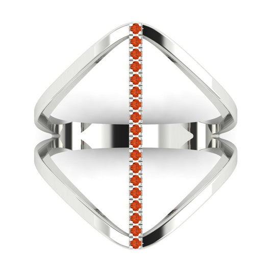 0.09 cttw Zirconia Simulated Red Diamond Statement Engagement Ring - Solid White Gold (VVS1, Round Cut,1.0mm)