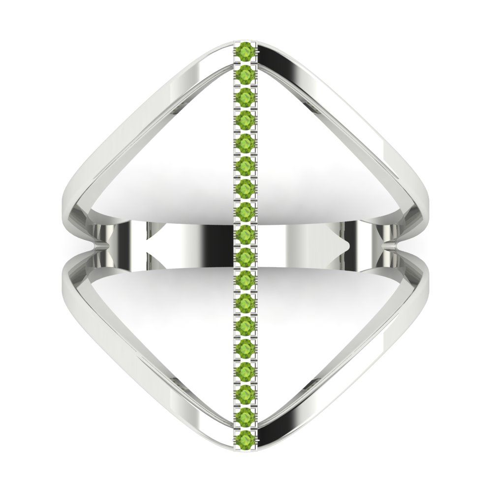 0.09 cttw Natural Peridot Statement Engagement Ring - Solid Gold (Round Cut,1.0mm)