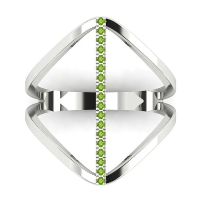 0.09 cttw Natural Peridot Statement Engagement Ring - Solid Gold (Round Cut,1.0mm)