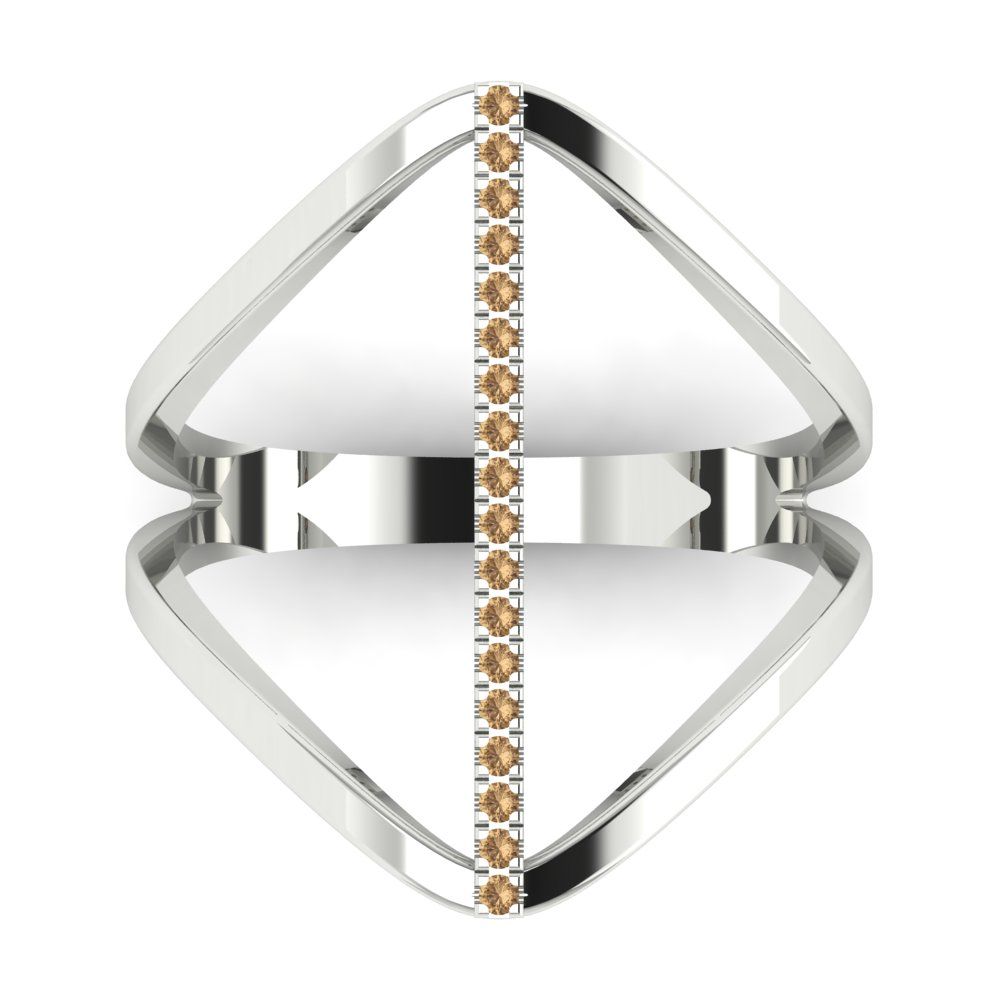 0.09 cttw Zirconia Simulated Champagne Diamond Statement Engagement Ring - Solid Gold (VVS1, Round Cut,1.0mm)