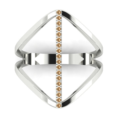 0.09 cttw Zirconia Simulated Champagne Diamond Statement Engagement Ring - Solid Gold (VVS1, Round Cut,1.0mm)