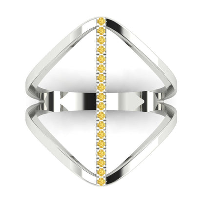 0.09 cttw Natural Citrine Statement Engagement Ring - Solid Gold (Round Cut,1.0mm)