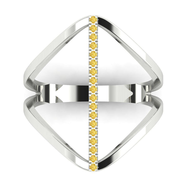 0.09 cttw Natural Citrine Statement Engagement Ring - Solid Gold (Round Cut,1.0mm)