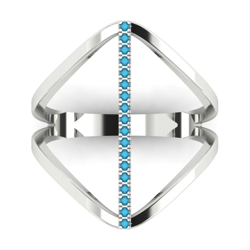 0.09 cttw Simulated Turquoise Statement Engagement Ring - Solid Gold (Round Cut,1.0mm)