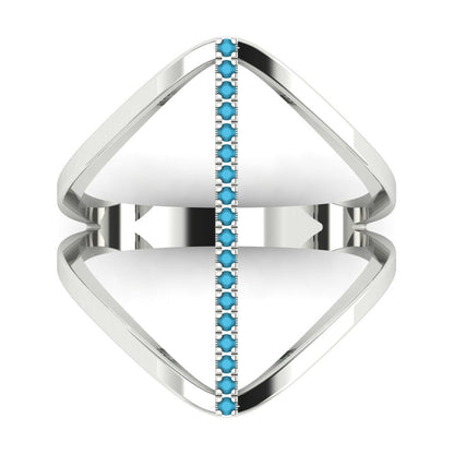 0.09 cttw Simulated Turquoise Statement Engagement Ring - Solid Gold (Round Cut,1.0mm)