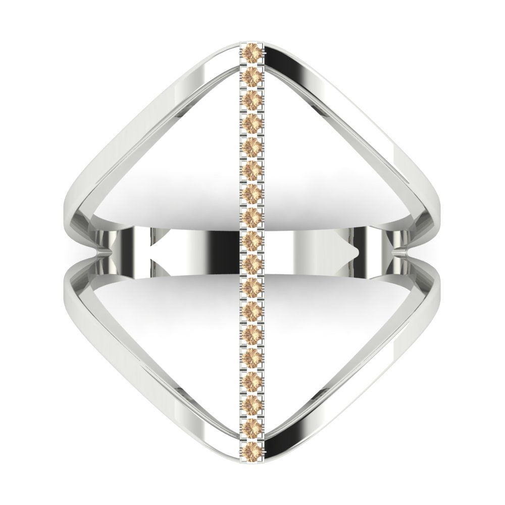 0.09 cttw Yellow Moissanite Statement Engagement Ring - Solid White Gold (VVS1, Round Cut,1.0mm)