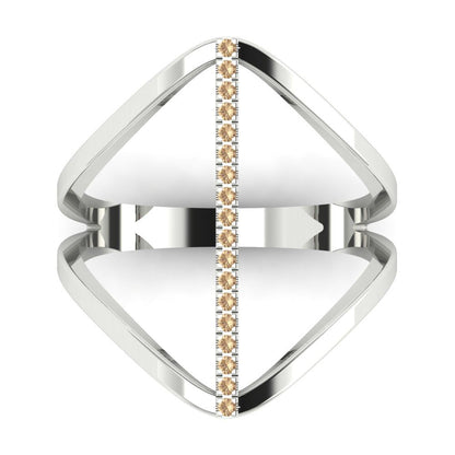 0.09 cttw Yellow Moissanite Statement Engagement Ring - Solid White Gold (VVS1, Round Cut,1.0mm)