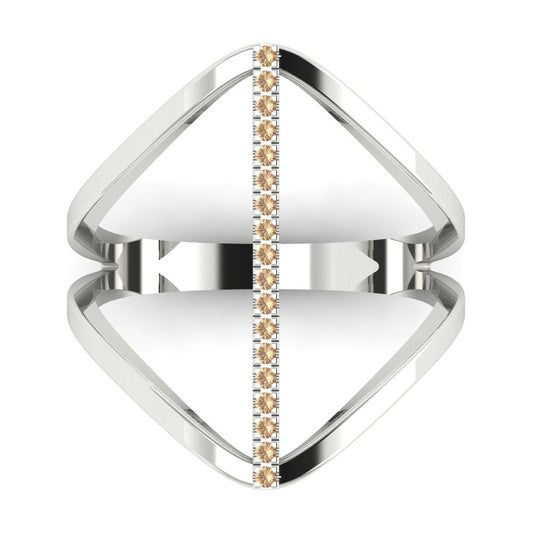 0.09 cttw Yellow Moissanite Statement Engagement Ring - Solid White Gold (VVS1, Round Cut,1.0mm)