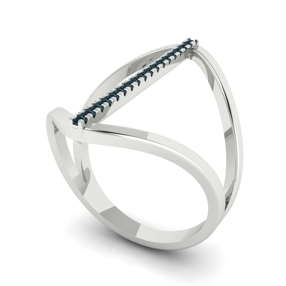 0.09 cttw Natural London Blue Topaz Statement Engagement Ring - Solid Gold (Round Cut,1.0mm)