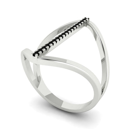 0.09 cttw Natural Onyx Statement Engagement Ring - Solid Gold (Round Cut,1.0mm)