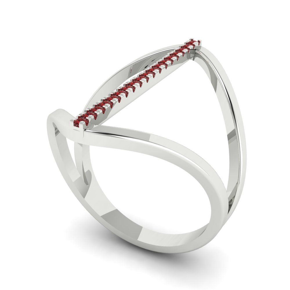 0.09 cttw Natural Garnet Statement Engagement Ring - Solid Gold (Round Cut,1.0mm)