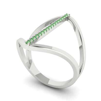 0.09 cttw Zirconia Simulated Green Diamond Statement Engagement Ring - Solid White Gold (VVS1, Round Cut,1.0mm)