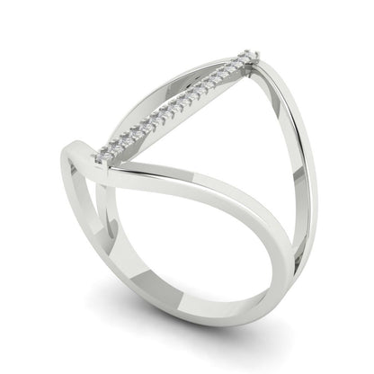 0.09 cttw White Sapphire Statement Engagement Ring - Solid White Gold (VVS1, Round Cut,1.0mm)