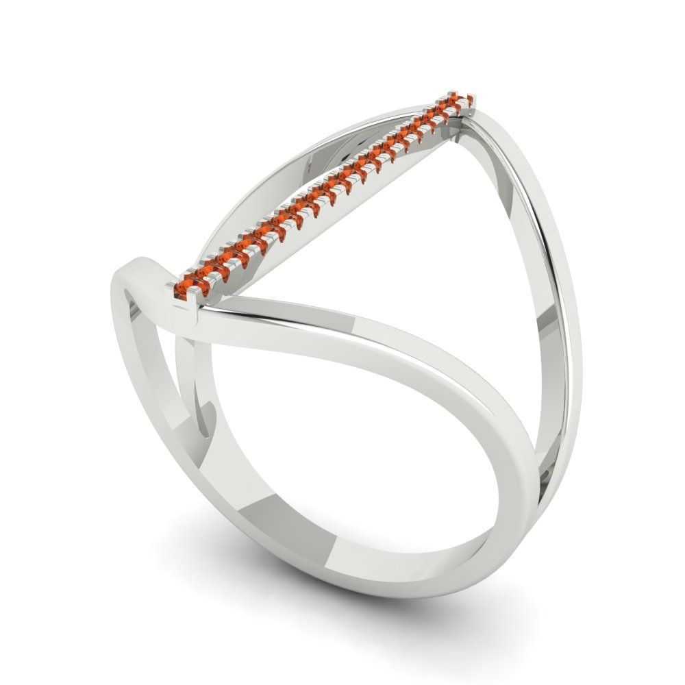 0.09 cttw Zirconia Simulated Red Diamond Statement Engagement Ring - Solid White Gold (VVS1, Round Cut,1.0mm)