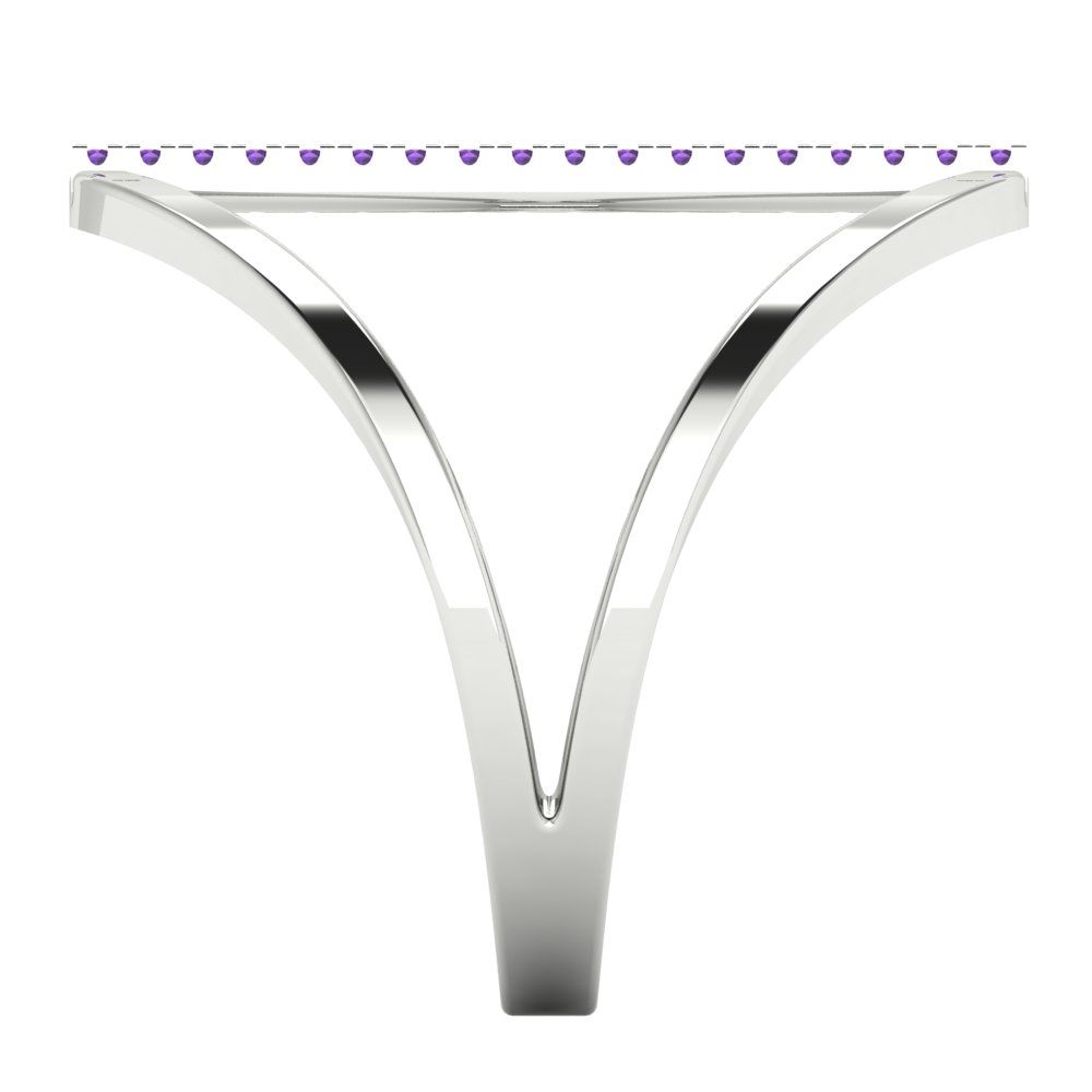 0.09 cttw Natural Amethyst Statement Engagement Ring - Solid Gold (Round Cut,1.0mm)