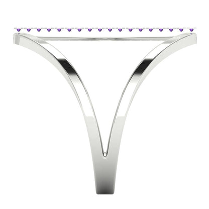 0.09 cttw Natural Amethyst Statement Engagement Ring - Solid Gold (Round Cut,1.0mm)