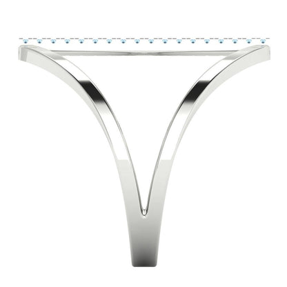 0.09 cttw Zirconia Simulated Blue Diamond Statement Engagement Ring - Solid Gold (VVS1, Round Cut,1.0mm)