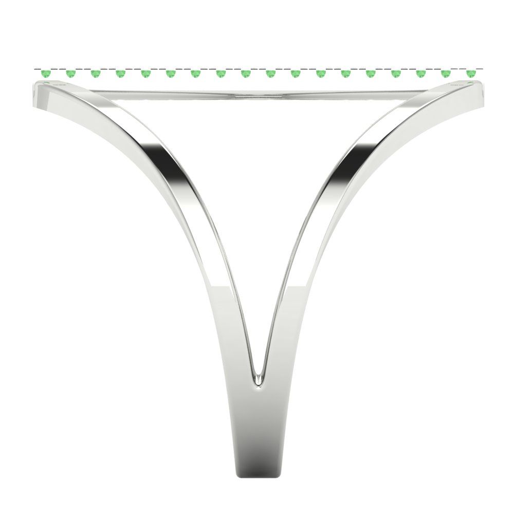 0.09 cttw Zirconia Simulated Green Diamond Statement Engagement Ring - Solid White Gold (VVS1, Round Cut,1.0mm)