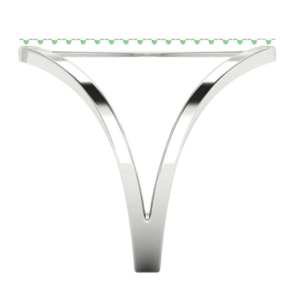 0.09 cttw Zirconia Simulated Green Diamond Statement Engagement Ring - Solid White Gold (VVS1, Round Cut,1.0mm)