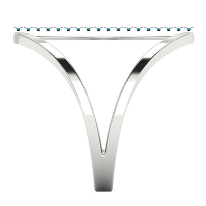 0.09 cttw Simulated Turquoise Statement Engagement Ring - Solid Gold (Round Cut,1.0mm)